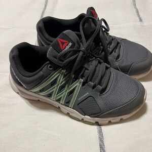 Reebok Gray and Green YourFlex Athletic Shoes, size 8
